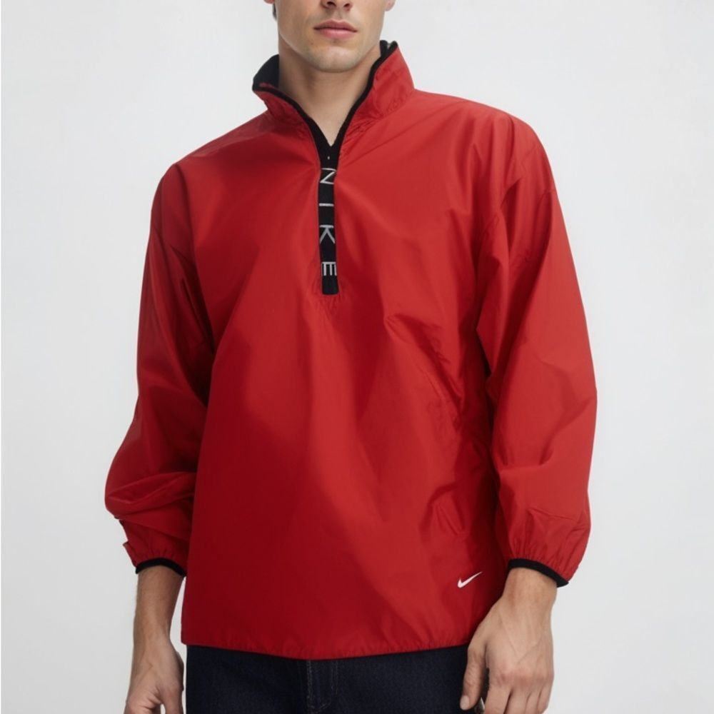Vintage 90's Lightweight Nike Men's Red Long Sleeve Windbreaker Jacket‎ - L